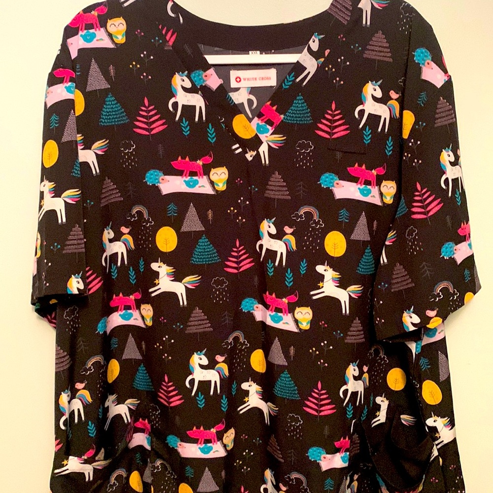 White cross scrub top
